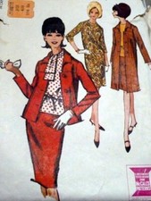 LOVELY VTG 1960s DRESS COAT JACKET SCARF Sewing Pattern 16/36