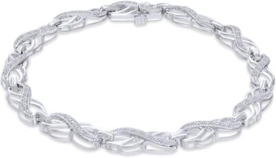 0.10ct Moissanite Double Infinity Loop Bracelet for Women 14k Gold Plated Silver