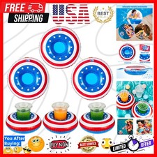 Lightweight Inflatable Drink Holders - 6 Patriotic Coasters for Kids and Adults