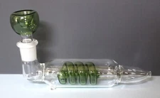 5" GREEN Glass COIL TUBE Tobacco Smoking Pipe 14mm Slide bowl pipes