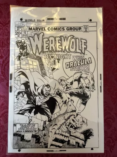WEREWOLF BY NIGHT #15 -1974 ORIGINAL TRANSPARENCY PRODUCTION COVER DRACULA PLOOG
