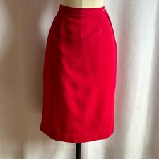 Vintage 1950s Red Wool Pencil Skirt XS 22 Waist