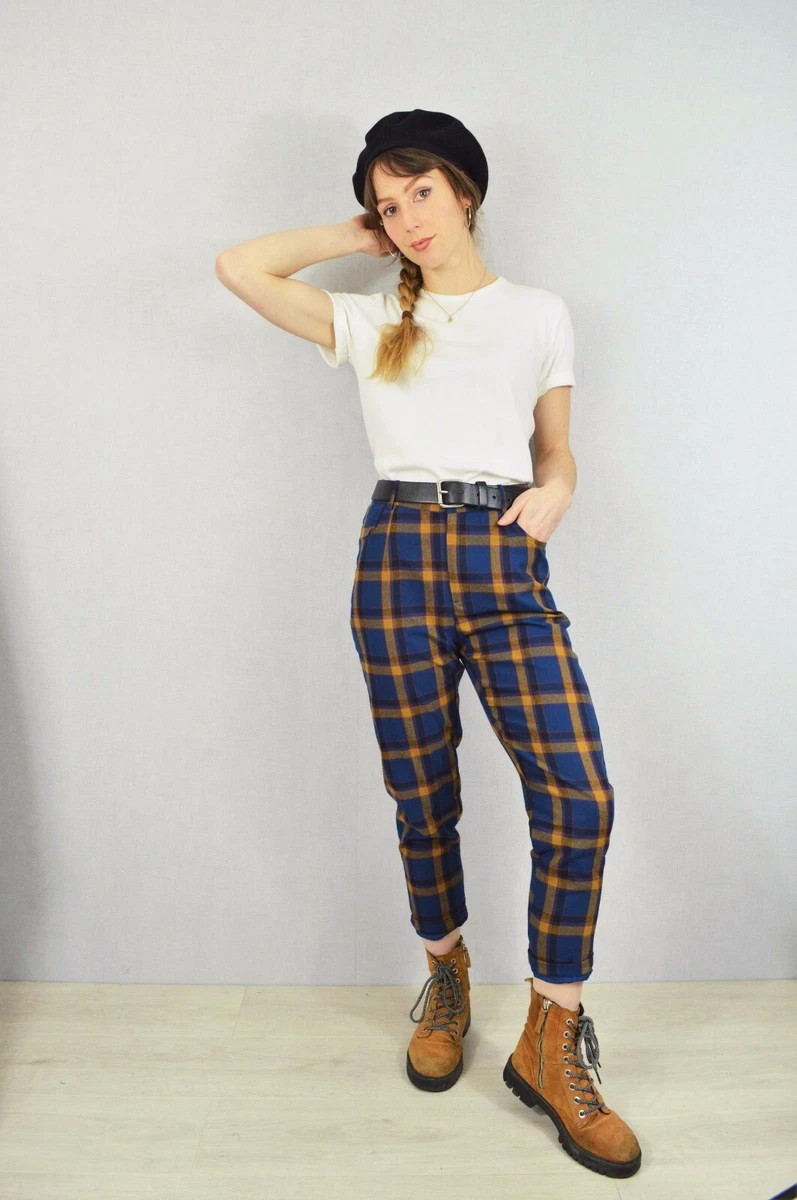 High waisted hotsell tartan pants