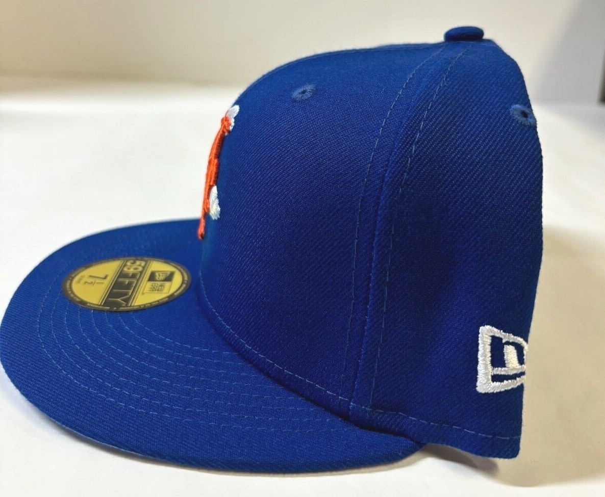 New York Mets NE MLB Comic Cloud World Series 1986 Fitted Hat~Blue