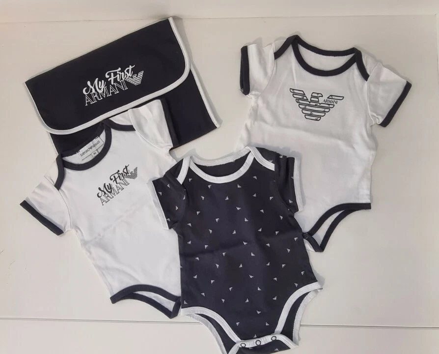 Authentic Emporio Armani Baby Bodysuit 1M 50cm navy white