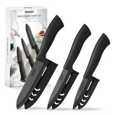 Hecef® 3PCS Ceramic Knife Set Ultra Sharp NonStick Blade Chef Knife Paring Knife