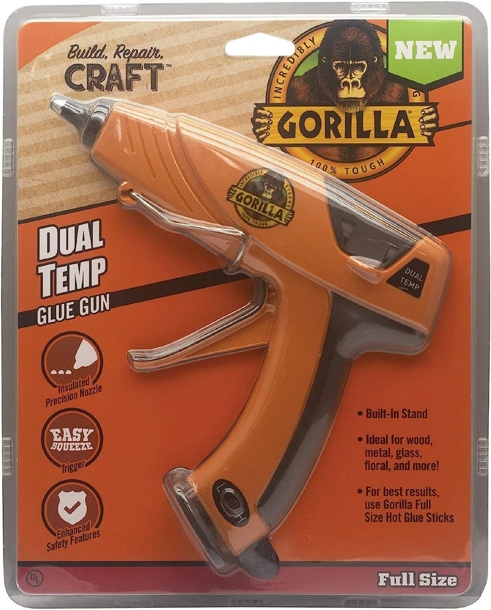 Gorilla Dual Temp Hot Glue Mini Gun Comfort Folding Stand Long Nozzle
