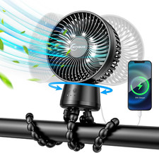 20000Mah Portable Stroller Fan, 120  Auto Oscillation, 3-IN-1 with Power Bank LE