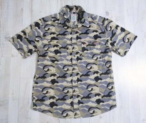 Dickies Men's Medium Desert Mountain Camo Button Up Shirt Black Tan Khaki