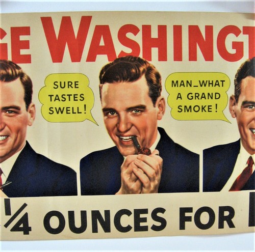 Insegna Poster Vintage George Washington 10 Cent Pkg Taglio Tappo Tabacco Grande Fumo - Foto 3 di 4