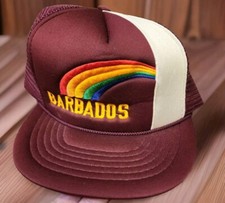 BARBADOS vintage snapback mesh trucker cap hat rainbow