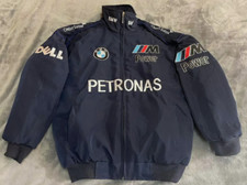 GIACCA DA CORSA ADULTO F-1 VINTAGE, GIACCA BMW NAVY, IMBOTTITA IN COTONE RICAMATO