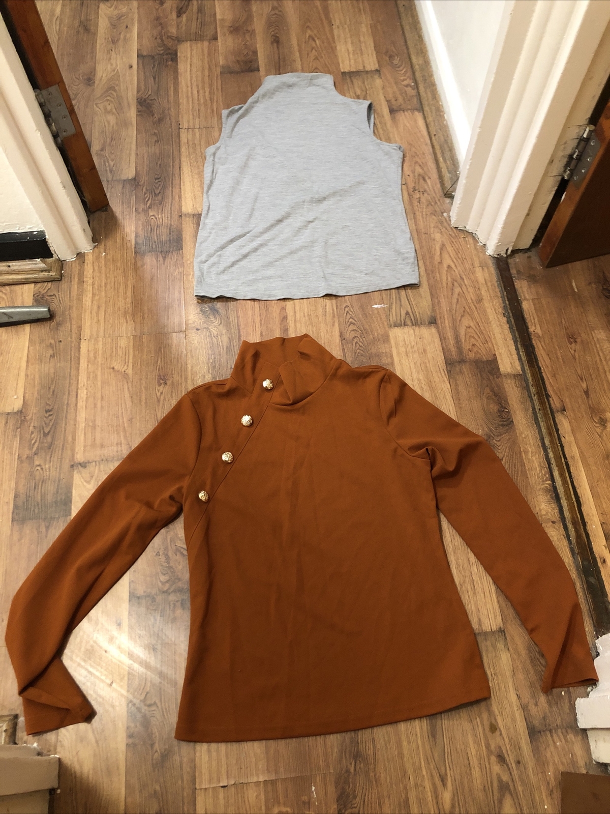 Ladies Camel Colour Shein Top + Free Rare Grey St Micheal (M&S) Top , Size 12/M