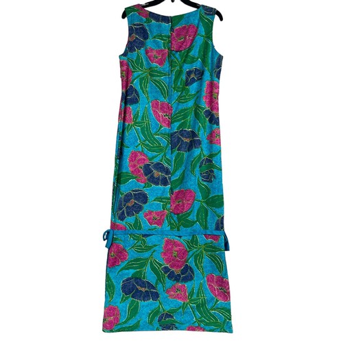 Reef Towers Casual Aire Hawaiian Maxi Dress Floral Vintage 60s Size 14 - Picture 4 of 11