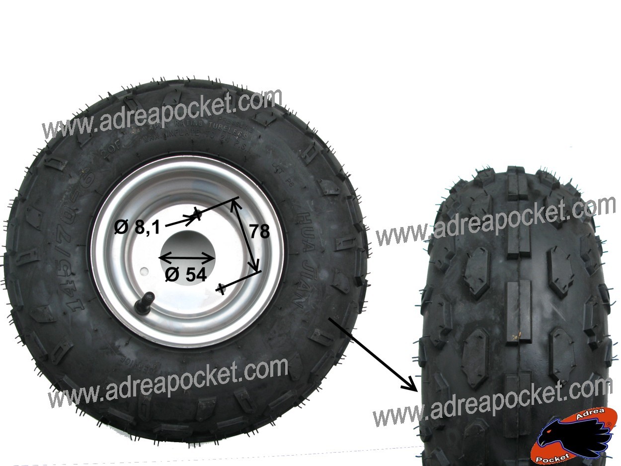 Pneu avant gauche 145/70-6 avec jante quad ATV tout-terrain