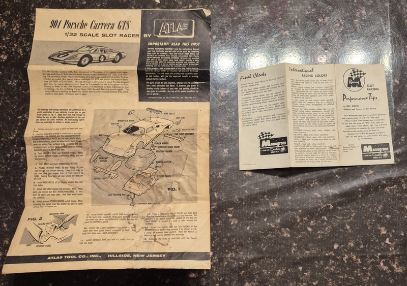 Slot Car Atlas Monogram Instructions 1964-1965