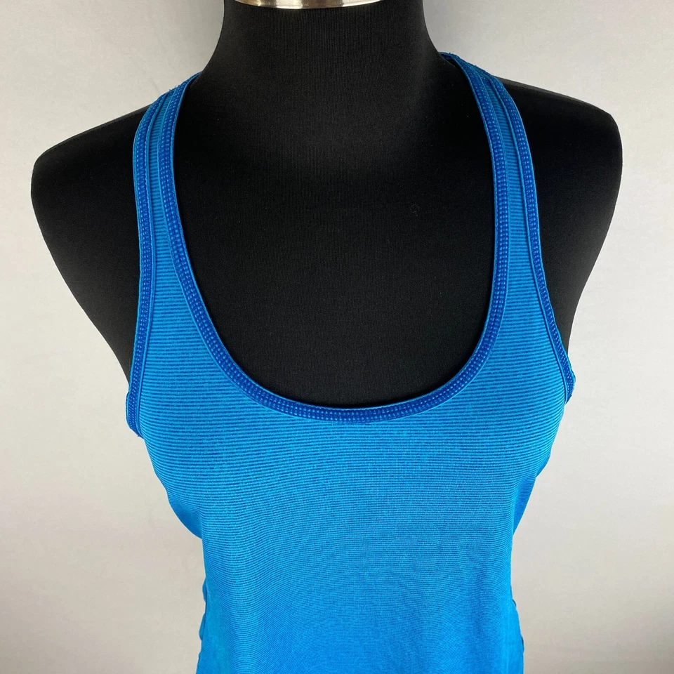 Camiseta sin mangas Z By Zella Tiny Tech para mujer S azul micro rayas espalda deportiva gimnasio yoga AR Foto 4 de 4