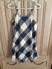 Universal Thread Checkered Raw Hem Dress 100% Cotton Pre-Owned Fully Lined