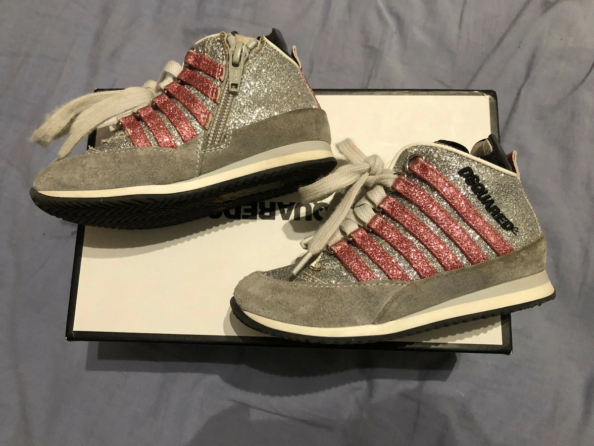 RRP 200 Authentic DSQUARED Glitter trainers for girls size EU 24