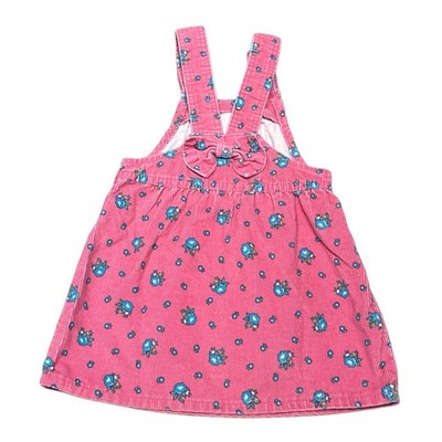 Vintage Oshkosh B'Gosh Corduroy Overall Pink Floral Dress Size 3T