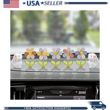7pcs Car Dashboard Decor Shaking Head Flower Rearview Mirror Cute Size Rabbit