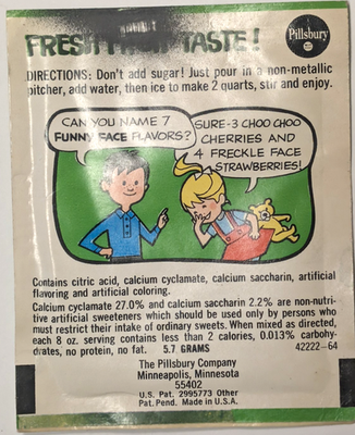 Pillsbury Funny Face Drink Mix 1960's Lefty Lemon Lime 10 Cent