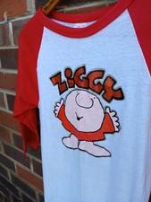 Vintage 80s Ziggy Cartoon Raglan Baseball Shirt Shirt-Tex Tag Medium Made In USA