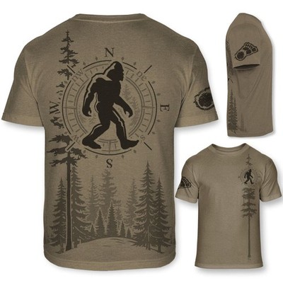 Men's Bigfoot Forest T Shirt - Funny Sasquatch Outdoors Tee, No-Feel Print- F200