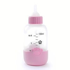 Mini Kitten Milk Bottle Nipples Feeder Kits for Kittens 3.5 x 1.5 inch, Pink
