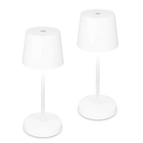 Akku Led Tischleuchte 2Er Set IP44 Touchdimmer Usb Aufladbar Tischlampe Weiß-image