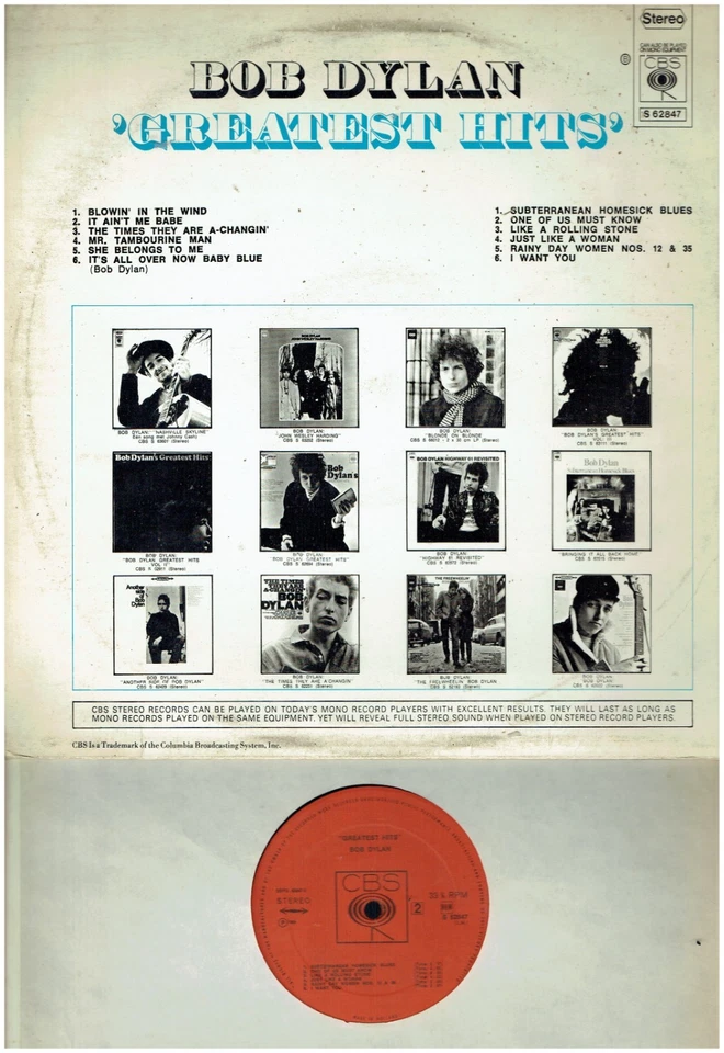 BOB DYLAN GREATEST HITS VINYL ALBUM 1967 - Image 2 of 2