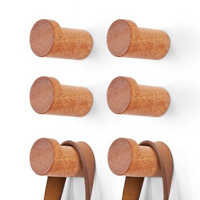 Wooden Coat Hook Wall Mounted 6 Packs Hat Hooks Single Coat Hat Rack Wall Mou...