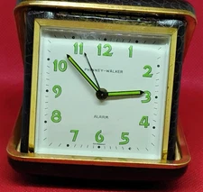 Vintage Phinney-Walker Wind Up Luminous Dial  Travel Alarm Clock -Germany
