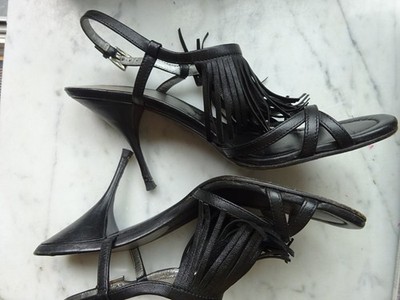 PRADA Pumps Sandaletten mit Fransen Heels Schwarz Gr.38,5