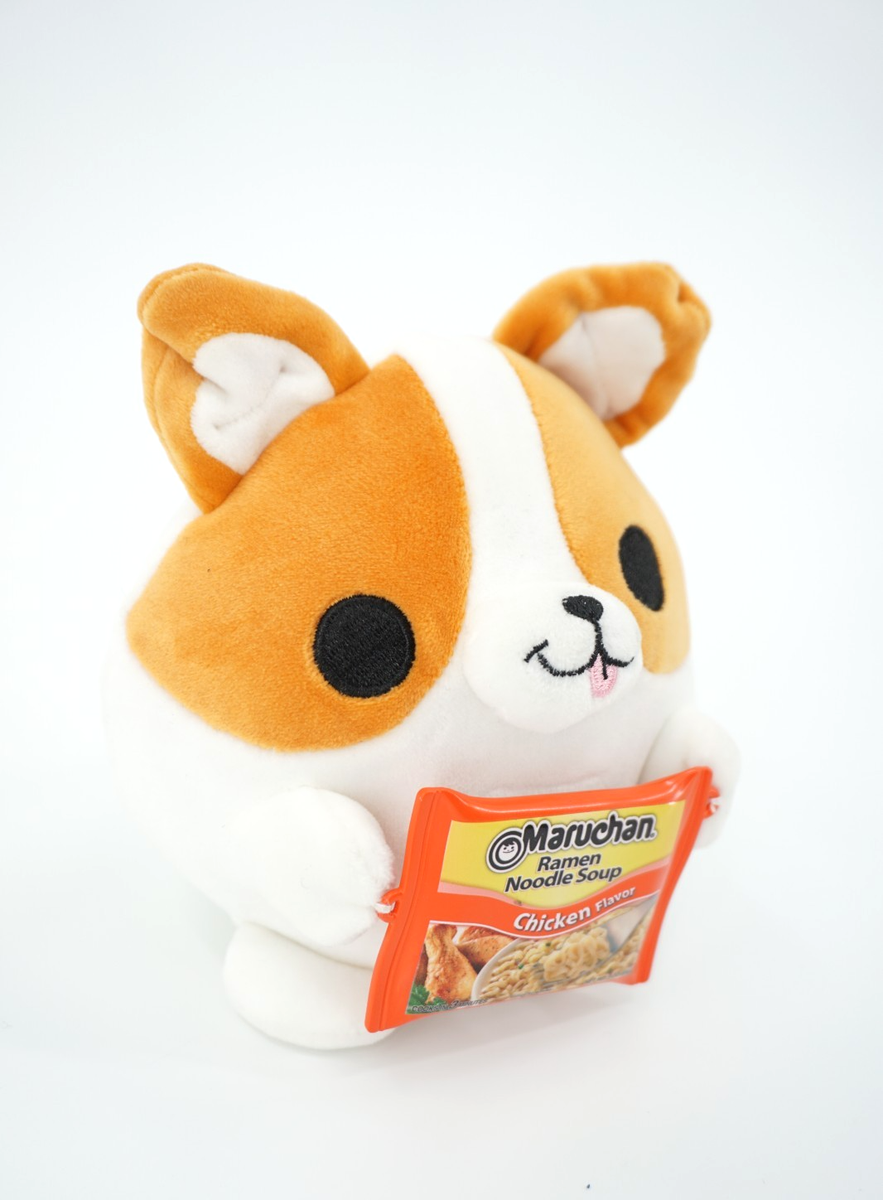 Zuru Snackles Benji Dog Plush Holding Maruchan Ramen Noodle Soup