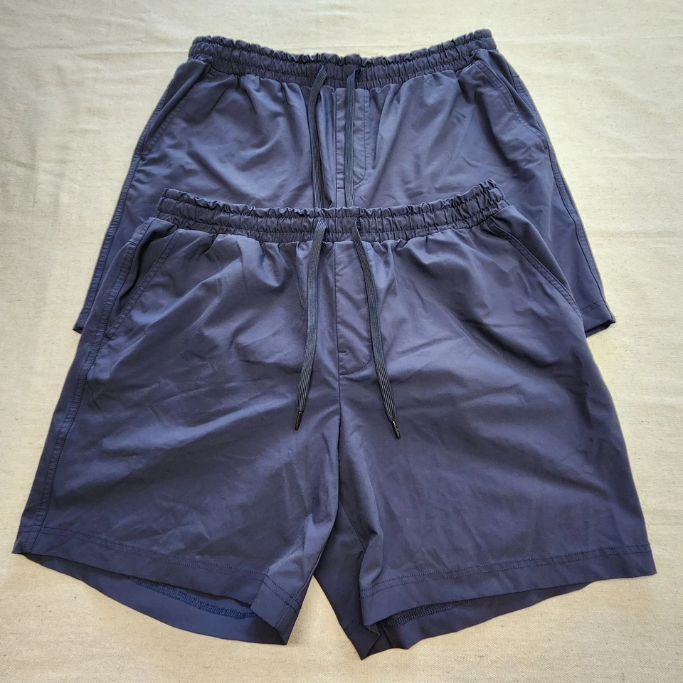 Lote 2 Pantalones Cortos Para Hombre Life Is Good Azul Marino Elástico Nylon Elástico Elastizados Grandes 6" Entrepierna Foto 2 de 4
