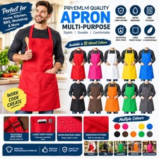 Kitchen Chef Bib Apron Cooking 2 Pockets Waterproof Butcher Catering Restaurant