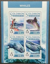 SOLOMON ISLANDS WHALES STAMPS SHEET MNH 2017 GRAY BRYDE'S WHALE MARINE LIFE SEA