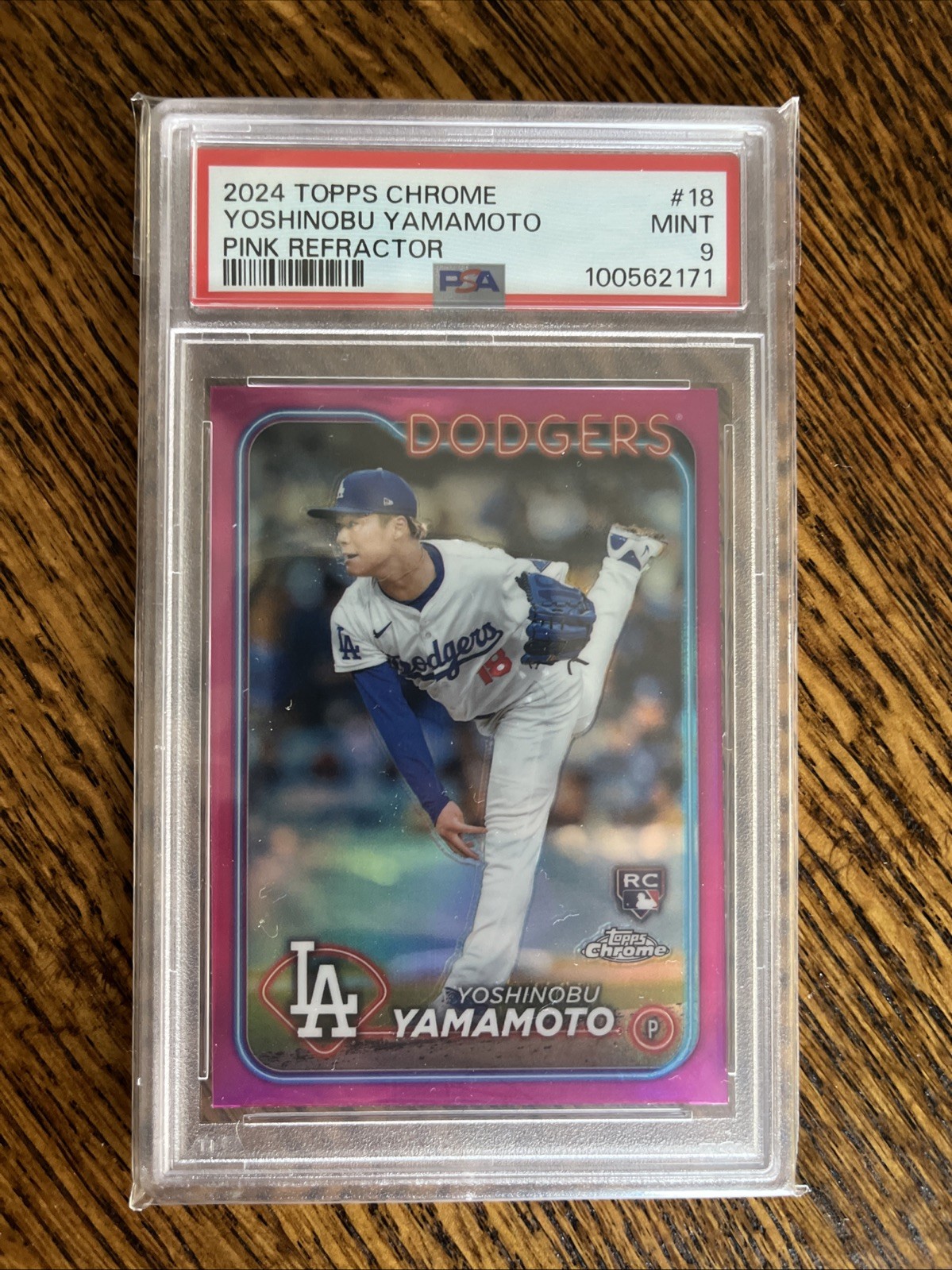 2024 Topps Chrome - Yoshinobu Yamamoto #18 Pink Refractor (RC) PSA 9!