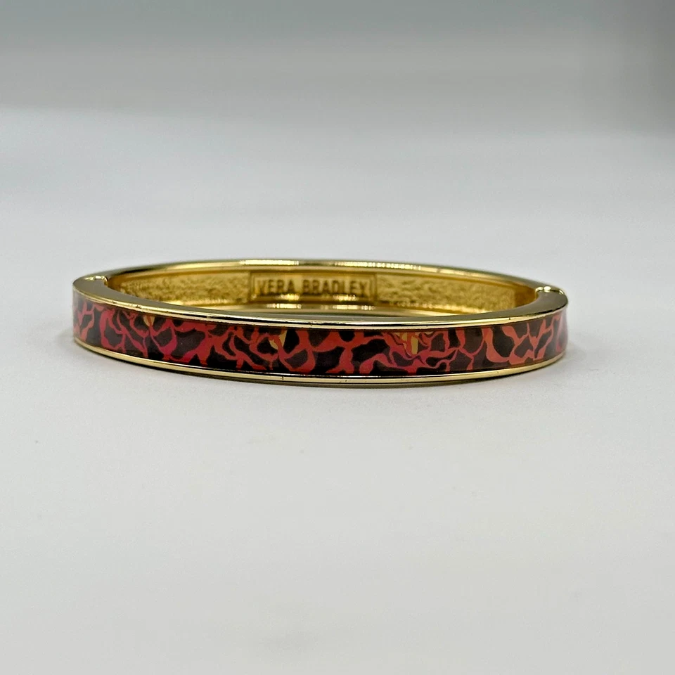 Vera Bradley Katalina Bangle Bracelet Gold Tone Pink Enamel Magnetic 7.75" - Image 2 of 4