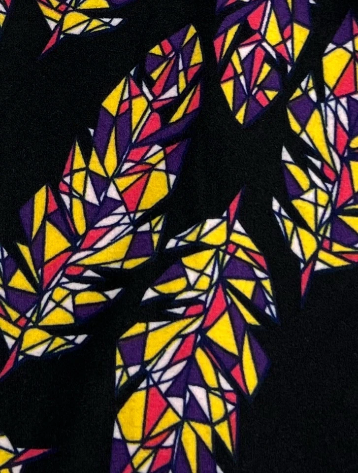 NEW LuLaRoe TC Leggings BLACK PURPLE HOT PINK Colorful Tribal FEATHER Plume Bird - Image 2 of 4