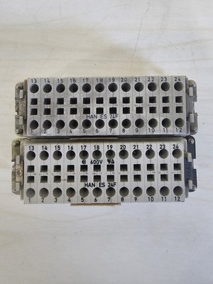 Lot of Two (2) Harting Han 24 ES-F Female Insert 24 Pole 600V Industrial