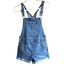 Y2K Denim Shortalls Jrs 7-9 M Overall Shorts 90s Style Hip Hop Streetwear Cute