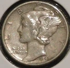 Silver Dime - Mercury - 1943 (Obverse is more toned.) [143]