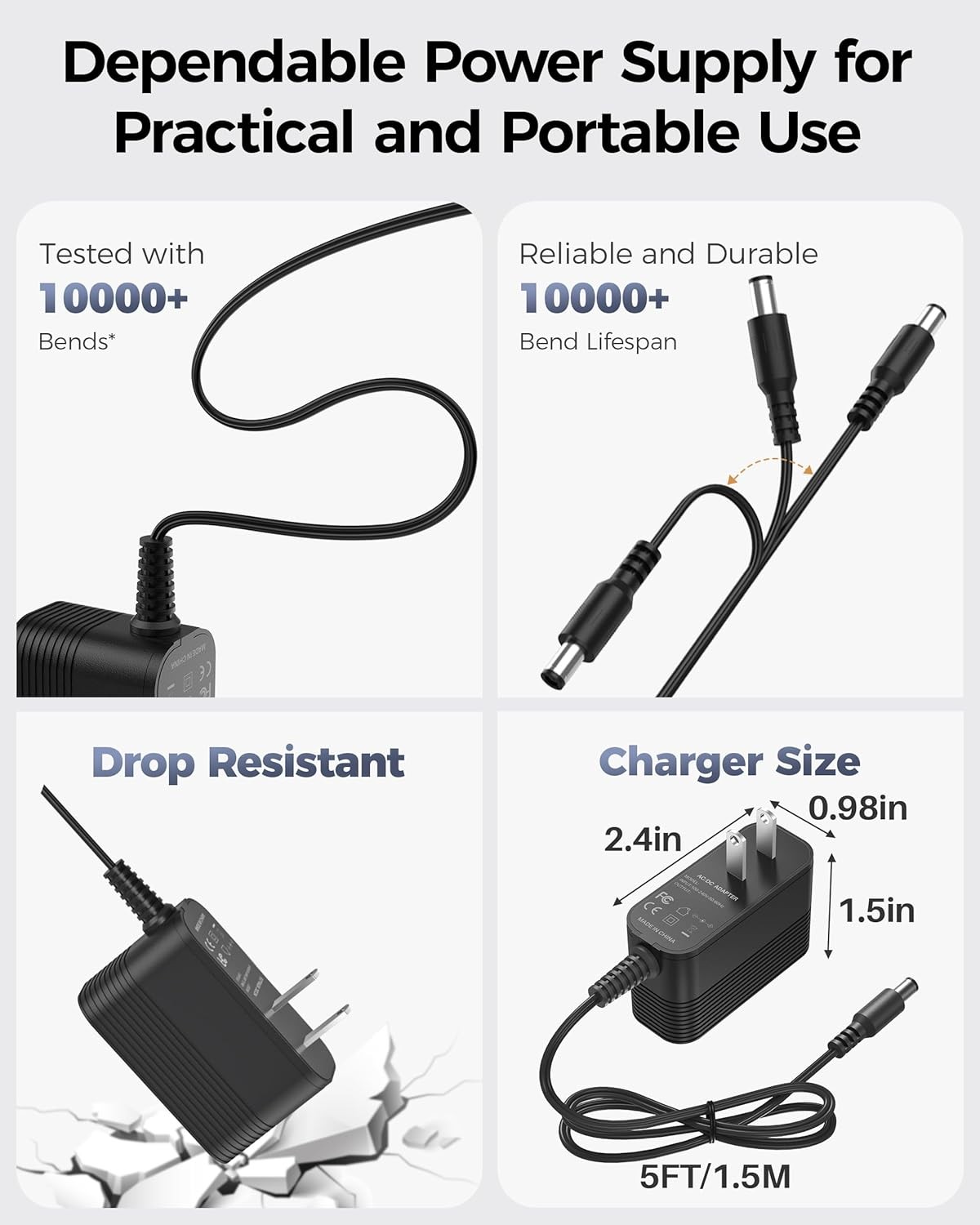 12V Power Supply AC Adapter 12 Volt Charger Universal for black 