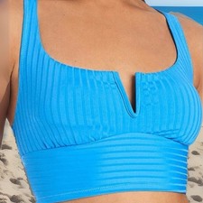 Sanctuary Refresh Rib Large V-Wire Racer Back Swim Top Blue Moon MSRP 75.00