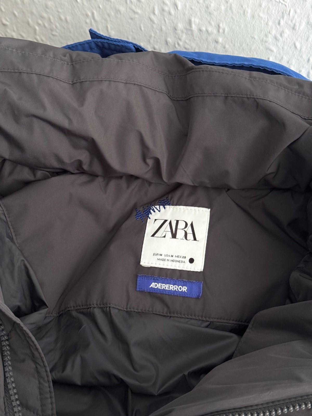 Men's ADER error x Zara Oversized Puffer Grey/Blue Jacket - Size M image 3