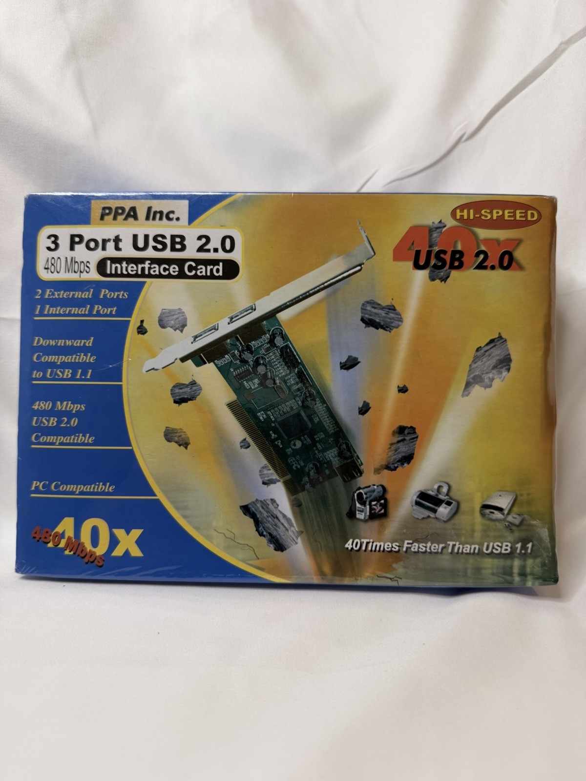 New Sealed PPA Inc 3-Port USB 2.0 PCI Interface Card Adapter Vintage Retro PC