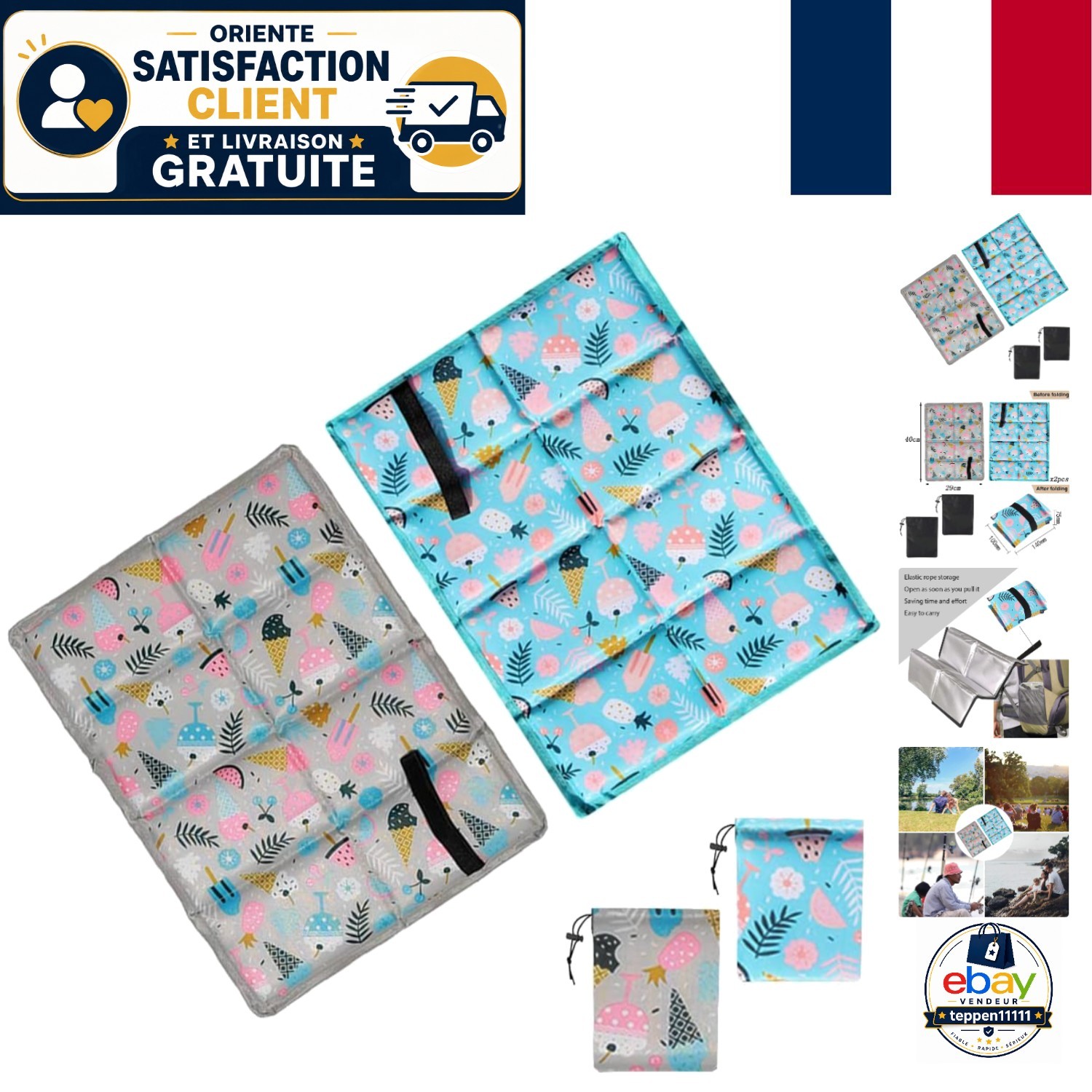 Coussin de siège pliable assise propre pour randonnée lot de 2