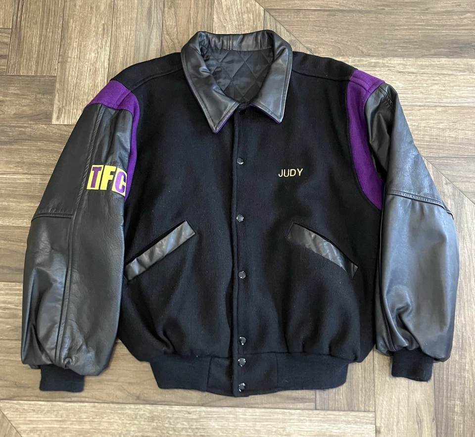 复古 80 年代翠贝卡电影中心纽约大学夹克大号演员和船员完好 — 第 2/4 张图片